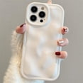 thumbnail image 1 of Case for iPhone 12, Cute 3D Meteorolite Pleats Water Ripple Waves Shape Phone Case Holographic Case Silicone Camera Lens Protection Shockproof Bumper Cover Girly Case for Girls Women - White, 1 of 18