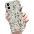thumbnail image 1 of Case for iPhone 12, Cute 3D Meteorolite Pleats Water Ripple Waves Shape Phone Case Holographic Case Silicone Camera Lens Protection Shockproof Bumper Cover Girly Case for Girls Women - Silver, 1 of 18