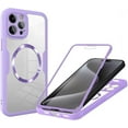 thumbnail image 1 of Case for iPhone 12,Full-Body Rugged Stylish Protective Clear Colorful Back Hybrid 3-in-1 with Built-in Screen Wireless Charging Protector Phone Case for iPhone 12,6.1 inch 2020 (Purple), 1 of 11