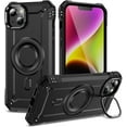 thumbnail image 1 of Case for iPhone 12,Military Grade Drop Full-Body Shockproof Protective Lens Holder Kickstand TPU+PC Wireless Magnetic Phone Case for iPhone 12,6.1 inch (Black), 1 of 10