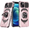 thumbnail image 1 of Case for iPhone 12,Military-Grade Metal Ring Car Holder [Built-in Kickstand] Heavy Duty Shockproof Protection TPU+PC Phone Case for iPhone 12,6.1 Inch 2020 (Rose Gold), 1 of 10
