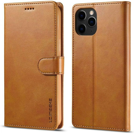 Case for iPhone 12 Mini, PU Leather Wallet Folio Flip Magnetic Buckle Slim Back Cover Built-in Card Holder Slot and Stand for iPhone 12 Mini 5.4 Inch (Khaki)