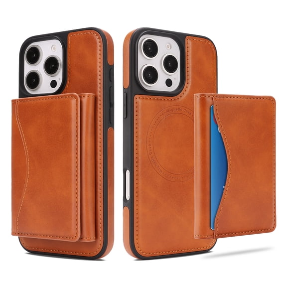 Case for iPhone 12 Pro / 12 6.1" Wallet Case with Detachable Card Holder [RFID Blocking], Kickstand, Magnetic Back Case Compatible with Mag-Safe, Cover for iPhone 12 Pro / 12 6.1", Lightbrown