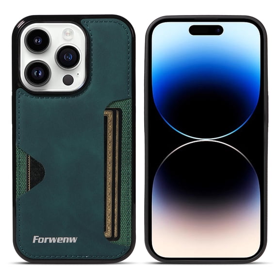 Case for iPhone 12 Pro / 12, Vintage Premium PU Leather Wallet Case with Credit Card Slot Holder Ultra Slim Drop Protective Lightweight Phone Case Cover for iPhone 12 Pro / 12 6.1 inch, Green