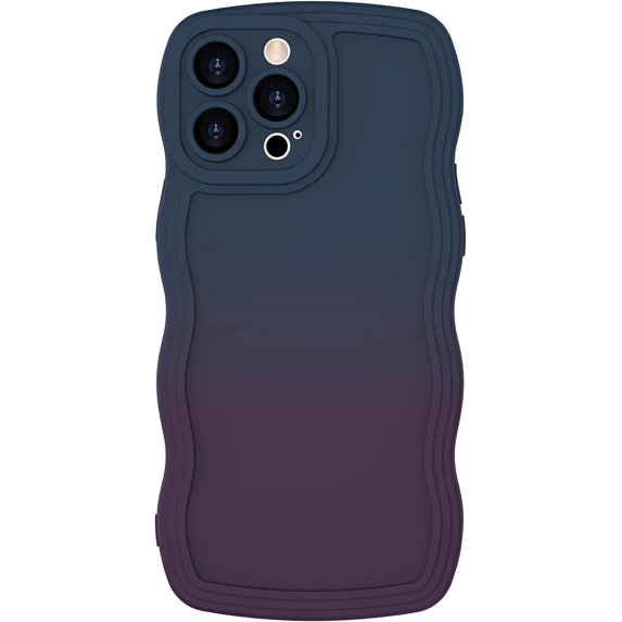 Case for iPhone 12 Pro Case, Wave Curly Frame Design for Women Girls, Cute Wavy Gradient Color Phone Case, Soft TPU SLiquid Silicone Camera Protection Phone Cover for 12 Pro, Blue Red