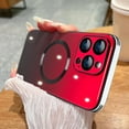 thumbnail image 1 of Case for iPhone 12 Pro Compatible with MagSafe Gradient Cover Camera Lens Protection Slim Shockproof Soft TPU Bumper Glass Back Phone Case for Women Men-Red, 1 of 12