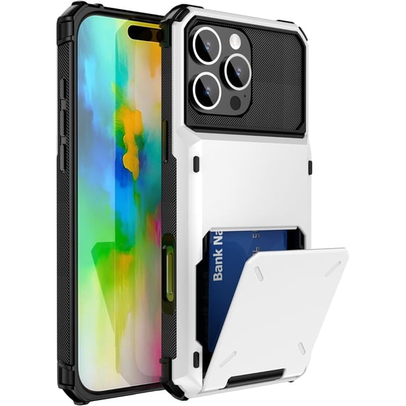Case for iPhone 12 Pro,Flip Cover Hidden Card Slot Wallet Case,Card Holder Dual-Layer Design Heavy Duty Protection TPU+PC Shockproof Phone Case for iPhone 12 Pro,6.1 inch(White)