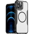 thumbnail image 1 of Case for iPhone 12 Pro,Full-Body Rugged Carbon Fibre Protective Clear Back Hybrid Magnetic with Wireless Charge Shockproof Protector Phone Case for iPhone 12 Pro,6.1 inch 2020 (Black), 1 of 17