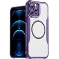 thumbnail image 1 of Case for iPhone 12 Pro,Full-Body Rugged Carbon Fibre Protective Clear Back Hybrid Magnetic with Wireless Charge Shockproof Protector Phone Case for iPhone 12 Pro,6.1 inch 2020 (Purple), 1 of 18