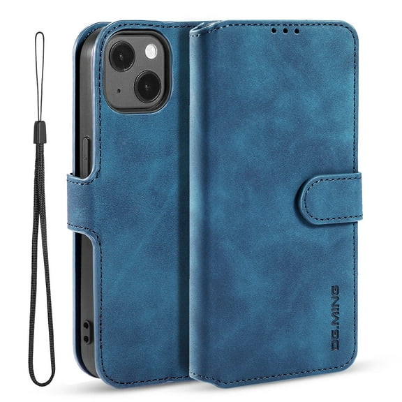 Case for iPhone 12 Pro Luxury PU Leather Case Vintage Wallet Flip Cover TPU Inner Shell with Card Slots and Hand Strap, Magnetic Closure Stand Function Shockproof Full Protection