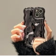 thumbnail image 1 of Case for iPhone 12 Pro Max,3D Meteorite Bubble Pattern Electroplate Plating Glitter Curly Wavy Frame Glossy Case,Soft TPU Shockproof Case for iPhone 12 Pro Max Phone Case 6.7 Inch,Black, 1 of 10
