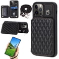 thumbnail image 1 of Case for iPhone 12 Pro Max 6.7", Detachable Crossbody Strap Wallet Case with Card Slots, Stand Ring Flip PU Leather Protective Cover Lanyard for Women for iPhone 12 Pro Max, Black, 1 of 9