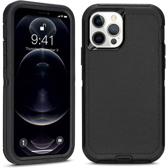 Case for iPhone 12 Pro Max (6.7'' Display) - Defender Heavy Duty 3 in 1 Tough Rugged Shockproof Dustproof Drop Protective Phone Cover for iPhone 12 ProMax (Black)