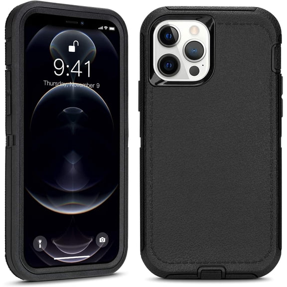 Case for iPhone 12 Pro Max (6.7'' Display) - Defender Heavy Duty 3 in 1 Tough Rugged Shockproof Dustproof Drop Protective Phone Cover for iPhone 12 ProMax (Black)