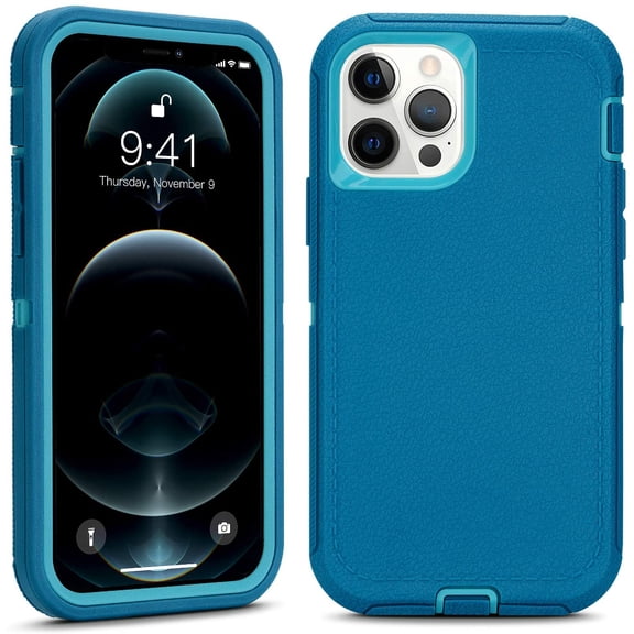 Case for iPhone 12 Pro Max (6.7'' Display) - Defender Heavy Duty 3 in 1 Tough Rugged Shockproof Dustproof Drop Protective Phone Cover for iPhone 12 ProMax (Teal Blue)