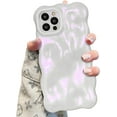 thumbnail image 1 of Case for iPhone 12 Pro Max 6.7 inch, Cute Solid Color Curly Wave Shape Shockproof Soft Bumper Phone Case, Candy Water Ripple 3D Silicon Slim Pretty Case Non-Yellowing Cover, Glitter Pink, 1 of 14