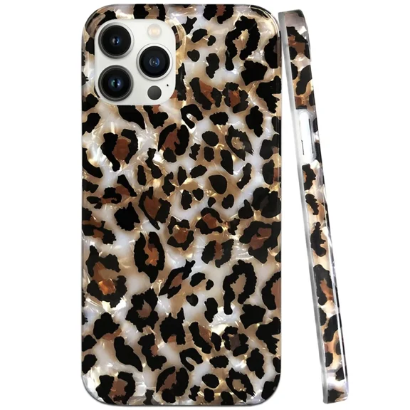 J.west Leopard Print Cheetah Silicone Protective Cell Phone Case for  iPhone 12 Pro Max 6.7 inch