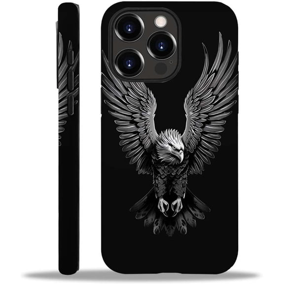 Case for iPhone 12 Pro Max, Black Flying Eagle 2 in 1 Hard Shell + Silicone, Shockproof Bumper Drop Protective Compatible with iPhone 12 Pro Max Case 6.7-inch