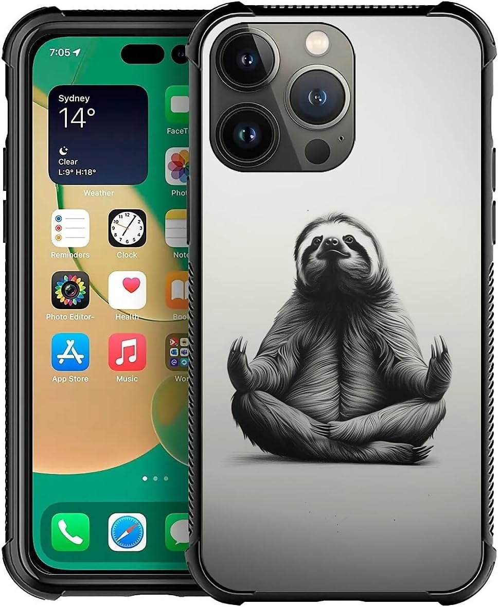 Case for iPhone 12 Pro Max Case, Elegant Yoga Sloth Pattern Graphic ...