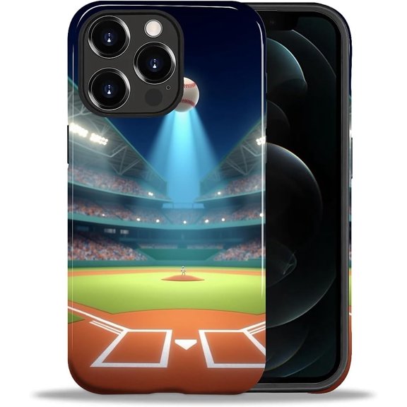 Case for iPhone 12 Pro Max Case, Hybrid 2-Layer Silicone Protective Glossy Case for Girl Women Case for iPhone 12 Pro Max Crazy Baseball Field Pattern