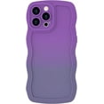 thumbnail image 1 of Case for iPhone 12 Pro Max Case, Wave Curly Frame Design for Women Girls, Cute Wavy Gradient Color Phone Case, Soft TPU SLiquid Silicone Protection Phone Cover for 12 Pro Max, Violet Grey, 1 of 6