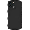 thumbnail image 1 of Case for iPhone 12 Pro Max Case, Wave Curly Frame Design for Women Girls, Cute Wavy Phone Case, Soft TPU SLiquid Silicone Camera Protection Phone Cover for iPhone 12 Pro Max, Black, 1 of 12