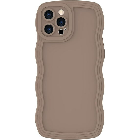 Case for iPhone 12 Pro Max Case Wave, Curly Frame Design for Women Girls, Cute Wavy Solid Color Aesthetic Phone Case Soft Flexible TPU Shockproof Full-Body Protective Case Cover 6.7" - Brown