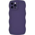 thumbnail image 1 of Case for iPhone 12 Pro Max Case Wave, Curly Frame Design for Women Girls, Cute Wavy Solid Color Aesthetic Phone Case Soft Flexible TPU Shockproof Full-Body Protective Case Cover - Drak Purple, 1 of 12