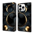 thumbnail image 1 of Case For iPhone 12 Pro Max Crystal Material Painted Pattern With Multi-Card Holder Bills Slot, PU Leather Magnetic Wallet Case,Black Gold,For iPhone 12 Pro Max, 1 of 6