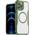 thumbnail image 1 of Case for iPhone 12 Pro Max,Full-Body Rugged Carbon Fibre Protective Clear Back Hybrid Magnetic with Wireless Charge Shockproof Protector Phone Case for iPhone 12 Pro Max,6.7 inch 2020 (Green), 1 of 17