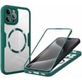 thumbnail image 1 of Case For iPhone 12 Pro Max,Full-Body Rugged Stylish Protective Clear Colorful Back Hybrid 3-in-1 With Built-in Screen Wireless Charging Protector Phone Case For iPhone 12 Pro Max,6.7 inch 2020 (Green), 1 of 11