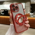thumbnail image 1 of Case for iPhone 12 Pro Max Glitter Cover Lens Camera Protection Hidden Kickstand Ring Holder Silicone With Mirror Plain Lightweight Phone Case for iPhone 12 Pro Max, Red, 1 of 9