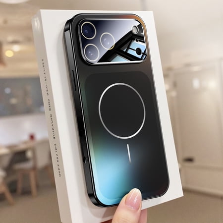 Hard PC Case for iPhone 12 Pro Max, Transforms Phone into iPhone 17 Pro Max Style, Compatible with MagSafe, Glossy Slim Anti-Scratch Anti-Fingerprint Protective Cover with Lens Protector, Black