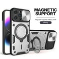 thumbnail image 1 of Case for iPhone 12 Pro Max, [Magnetic Car Mount] Hidden 360°Rotation Ring Kickstand & Camera Lens Sliding Cover Hybird Heavy Duty Shockproof Rugged Protective Shell for iPhone 12 Pro Max - Silver, 1 of 12
