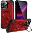thumbnail image 1 of Case for iPhone 12 Pro Max,Military Grade Drop Full-Body Shockproof Protective Lens Holder Kickstand TPU+PC Wireless Magnetic Phone Case for iPhone 12 Pro Max,6.7 inch(Red), 1 of 10
