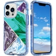 thumbnail image 1 of Case For iPhone 12 Pro Max,Plating Marble Military Grade Rugged Heavy Duty Full Body 3 in 1 TPU+PC Portection Shockproof Protective Phone Case For iPhone 12 Pro Max,6.7 inch 2020 (Grid Green), 1 of 9