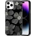 thumbnail image 1 of Case for iPhone 12 Pro Max, Retro Oil Painting Printed Black Flower Pattern Cute Exquisite Floral Blossom Phone Cover Stylish Durable Soft TPU Protective Case for Girls Women - Black Flower, 1 of 18