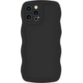 thumbnail image 1 of Case for iPhone 12 Pro Case Wave, Curly Frame Design for Women Girls, Cute Wavy Solid Color Aesthetic Phone Case Soft Flexible TPU Shockproof Full-Body Protective Case Cover 6.1 inch - Black, 1 of 12