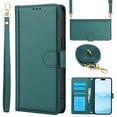 thumbnail image 1 of Case for iPhone 12 Pro / iPhone 12 6.1" Crossbody Wallet with Lanyard & Wrist Strap, Card Slot Holder Flip Stand Purse Case, Full Body Protection Magnetic Clasp PU Leather Cover, Green, 1 of 7