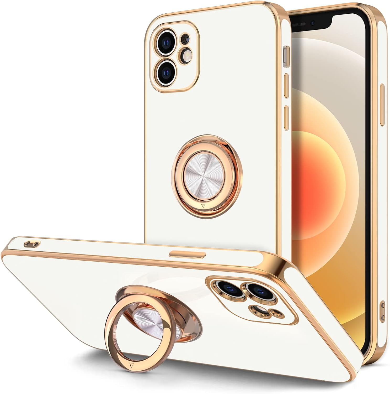 Case for iPhone 12 Case with Ring Stand [360° Rotatable Ring Holder
