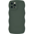 thumbnail image 1 of Case for iPhone 12 Case Wave, Curly Frame Design for Women Girls, Cute Wavy Solid Color Aesthetic Phone Case Soft Flexible TPU Shockproof Full-Body Protective Case Cover 6.1 inch - Deep Green, 1 of 12