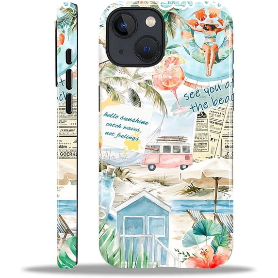 Case for iPhone 13 14, Hybrid 2-Layer Case, Shockproof Military-Grade Protection Durable Anti-Scratch Phone Case for Woman Man Boy Girl, Gustav Klimts Garden
