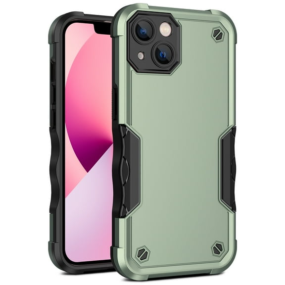 Case for iPhone 13 2021 (6.1 inch), Allytech Hybrid Hard PC Back and Soft TPU Bumper Drop Protection Anti-Slip Grip Anti-Fall Shell Protective Case for Apple iPhone 13 5G 2021 Released 6.1", Green