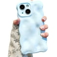 thumbnail image 1 of Case for iPhone 13 6.1 inch, Cute Solid Color Curly Wave Shape Shockproof Soft Bumper Phone Case, Candy Water Ripple 3D Silicon Slim Pretty Case Non-Yellowing Cover, Blue, 1 of 12