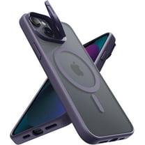 Case for iPhone 13 Case with Camera Guard Kickstand,[ Grade Drop Tested][Compatible with MagSafe] Translucent Matte Back Case for iPhone 13 6.1 inch - Purple