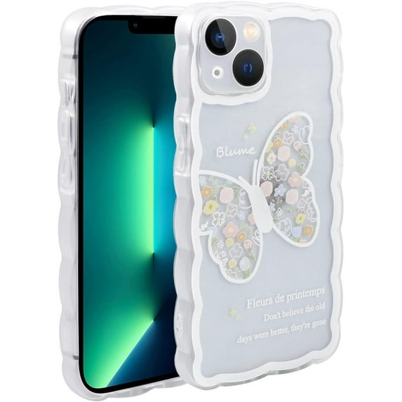 Case for iPhone 13, Case Cute Cartoon White Butterflies for Girls Shockproof TPU Bumper Protective Case for iPhone 13 (6.1 inch), Colorful Butterflies