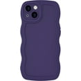 thumbnail image 1 of Case for iPhone 13 Case Wave, Curly Frame Design for Women Girls, Cute Wavy Solid Color Aesthetic Phone Case Soft Flexible TPU Shockproof Full-Body Protective Case Cover 6.1 inch - Dark Purple, 1 of 12