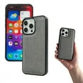 thumbnail image 1 of Case for iPhone 13, Classic Business PU Leather Silicone Bumper Shockproof Protective Phone Cover Hybrid Scratch Resistant Thin Slim Lightweight Case for iPhone 13, Grey, 1 of 7