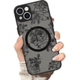 thumbnail image 1 of Case for iPhone 13, [Compatible with MagSafe] Rose Pattern Flower Floral Print Design Case  Wireless Charging Soft TPU Bumper Hard PC Back Anti-Drop Shockproof Protective Cover - Black, 1 of 14