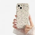 thumbnail image 1 of Case for iPhone 13,Cute Flower Floral Pattern Wave Design Curly Wavy Frame Case,Aesthetic Soft TPU Shockproof Case for iPhone 13 Phone Case 6.1 Inch,Beige/Pink&White Floral, 1 of 5
